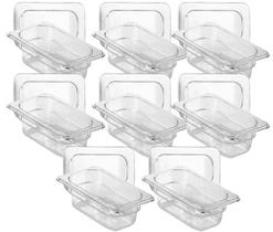 CONJ 8 CUBAS Gastronômicas Em POLICARBONATO GN 1/9X65 mm 590 ml + 8 TAMPAS EM POLI Sem ABERTURA CAMBRO