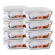 Conj 8 Pote de Vidro Hermético Marmita Tampa 4 Travas 640ml Conj 8 Pote de Vidro Hermético Marmita Tampa 4 Travas 640ml