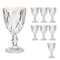 Conj 8 Taças Diamante 340ml Transparente Bico de Jaca