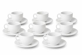 Conj. 8 Xícaras de Chá c/ Pires em Cerâmica Roma Branco 161ml - Porto Brasil Conj. 8 Xícaras de Chá c/ Pires em Cerâmica Roma Branco 161ml - Porto Brasil