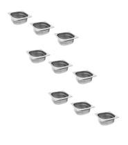 CONJ 9 CUBAS Gastronômicas Em INOX GN 1/6x65 mm 900/1000 ml Sem TAMPA ZAHAV