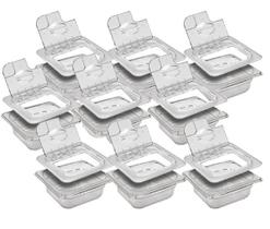 CONJ 9 CUBAS Gastronômicas Em POLICARBONATO 1/6X65 900 ml + 9 TAMPAS POLI FLIP DOBRADIÇA e ABERTURA Para COLHER SB CONJ 9 CUBAS Gastronômicas Em POLICARBONATO 1/6X65 900 ml + 9 TAMPAS POLI FLIP DOBRADIÇA e ABERTURA Para COLHER SB