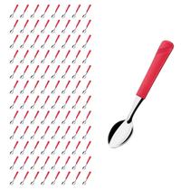 Conj 96 Colher de Chá Linha Luna Vermelho Aço Inox Buffet