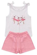 Conj Bailarina - Regata Cotton c/ Detalhe e Short Moletinho Conj Bailarina - Regata Cotton c/ Detalhe e Short Moletinho