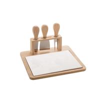 Conj Bandeja Bambu c/ 3 Pcs para Queijo em Aço Inox e Cabo Bambu 23 x 21 cm Conj Bandeja Bambu c/ 3 Pcs para Queijo em Aço Inox e Cabo Bambu 23 x 21 cm