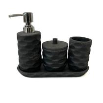 Conj banheiro 1092808 4pcs preto poliresina hub-me Conj banheiro 1092808 4pcs preto poliresina hub-me
