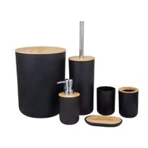 Conj Banheiro 71228990 Bambu 6pcs Preto Plasvale