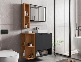 Conj Banheiro Gabinete Ibiza Preto Fosco Naturalle 2076118 Bechara