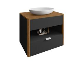 Conj Banheiro Gabinete Santorini Preto Fosco Naturalle 2076122 Bechara