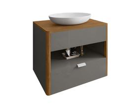 Conj Banheiro Gabinete Santorini Titanium Naturalle 2076123 Bechara