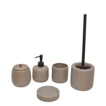 Conj Banheiro Gris 5pcs Cinza Ceramica Mai Home