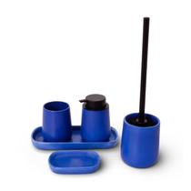 Conj Banheiro Tati 5pcs Ceramica Mai Home- Azul Cobalto