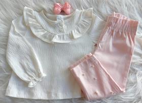 Conj bata ml e calca com detalhe kukie