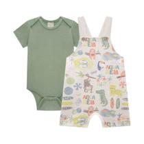 Conj. Bebê Menino Body e Jardineira em Moletom s/Pelúcia LucBoo