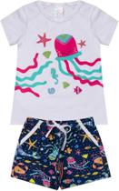Conj. Blusa Polvinho e Shortinho Peixinhos de Cotton - Kappes
