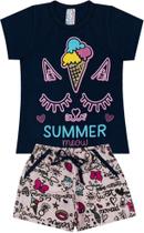 Conj. Blusa Summer Meow e Shortinho Sorvetes de Cotton - Kappes Conj. Blusa Summer Meow e Shortinho Sorvetes de Cotton - Kappes
