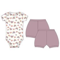 Conj body E short arco iris manga curta