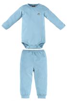 Conj. Body Manga Longa e Calça em malha térmica para Bebê (Azul) Up Baby