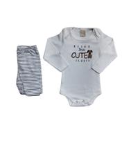 Conj. Body Manga Longa e Calça Listrada de Suedine Conj. Body Manga Longa e Calça Listrada de Suedine