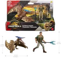 Conj. Boneco Articulado Jurassic World Rebirth Dr. Henry Pteranodon