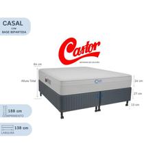 Conj. Box Castor Colchão Class New Tecnopedic One Face Casal + Base Box Silver Star Bipartida 138x188x64