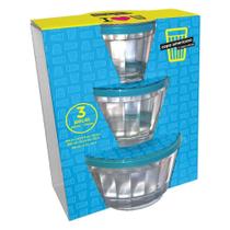 Conj. c/ 3 Tigelas Americano c/ Tampa Plástica - Nadir Figueiredo