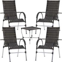 Conj Cadeira Para Area Externa e Mesa de Centro Vênus em Fibra Sintética Trama Conj Cadeira Para Area Externa e Mesa de Centro Vênus em Fibra Sintética Trama