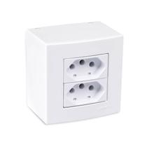 Conj Caixa Sobrepor 2 Tomadas 20A 75x75 BR Sleek MarGirius Conj Caixa Sobrepor 2 Tomadas 20A 75x75 BR Sleek MarGirius