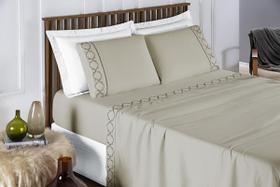 Conj. Cama Casal Queen Madri 300 Fios Caqui - JM Enxovais