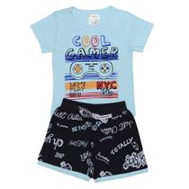 Conj. Camiseta de Meia malha Flame e Bermuda de Moletinho