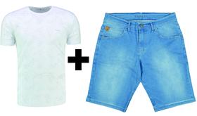 Conj Camiseta Slim Branca Mais Bermuda Jeans Tam16 Ogochi Conj Camiseta Slim Branca Mais Bermuda Jeans Tam16 Ogochi