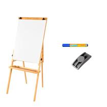 Conj Cavalete Flip Chart Porta Bloco Compacto Com Quadro Branco Madeira Pinus Natural Ajustável 1,63 ou 1,72 Metros 2510 + 1 Marcador Para Quadro Bran