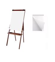 Conj. Cavalete Flip Chart Porta Bloco Compacto Quadro Branco Estrutura Cor Mogno c/ Suporte Para Canetas 2515 Souza + Bloco Flip Chart 50 Folhas