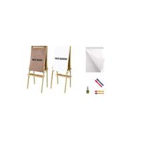 Conj Cavalete Flip Chart Porta Bloco Dupla Face Com Quadro Branco Ajustável 2511 + 1 Bloco Flip Chart 50 Fls + 3 Marcador Qdo Bco + 3 Pincéis Atômicos