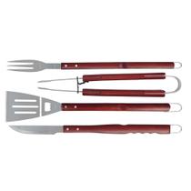 Conj. churrasco 4pçs cabo madeira e inox mor