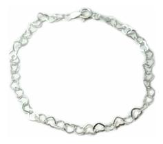 Conj Colar Brinco Pulseira Coração Prata Legítima 925