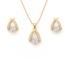 Conj. Colar e brinco ponto de luz microcravejado 13mm - Banhado em ouro 18k Conj. Colar e brinco ponto de luz microcravejado 13mm - Banhado em ouro 18k
