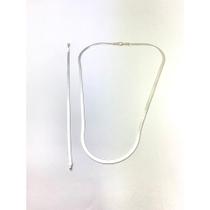 Conj. Colar Pulseria Laminado Chata Prata Legitima 925 Conj. Colar Pulseria Laminado Chata Prata Legitima 925