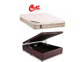 Conj. Colchão Castor Premium Tecnopedic Casal 138x188x30 + Cama Box Baú 138x188 - Reforçada - Firme - Pillow Top One Face