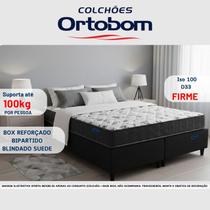 Conj.Colchão Ortobom Iso 100 D33 Queen + Base Box 158x198x58 Tecido e Cor:Suede Preto Conj.Colchão Ortobom Iso 100 D33 Queen + Base Box 158x198x58 Tecido e Cor:Suede Preto