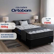 Conj.Colchão Ortobom Iso 100 D33 Solteiro + Base Box 88x188x58 Tecido e Cor:Suede Preto Conj.Colchão Ortobom Iso 100 D33 Solteiro + Base Box 88x188x58 Tecido e Cor:Suede Preto