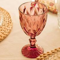 Conj com 12 Taça Diamond de Vidro 300ML Lilás Suco Vinho Água Conj com 12 Taça Diamond de Vidro 300ML Lilás Suco Vinho Água