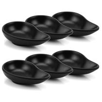 CONJ Com 6 Molheiras Porta Shoyu GOTA Black (Preto) Melamina - Gourmet Mix