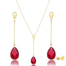 Conj Cordão Brinco E Pingente Ouro 18k Com Zircônias Briolet Conj Cordão Brinco E Pingente Ouro 18k Com Zircônias Briolet