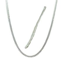 Conj. Corrente e Pulseira 70 cm Grumet Flat Prata Legitima 925