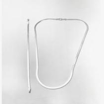 Conj Corrente E Pulseira Laminada Prata Maciça 925 45cm