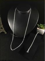 Conj. Corrente E Pulseira Prata Legítima 925 Bloco