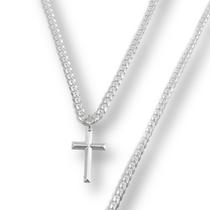 Conj. Corrente Pulseira Cruz Grumet Infantil Prata Legítima Conj. Corrente Pulseira Cruz Grumet Infantil Prata Legítima