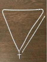 Conj. Corrente Pulseira Grumet Cruz Prata 925
