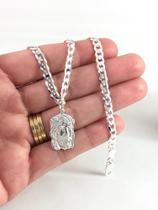 Conj. Corrente Pulseira Prata 925 Grumet Face Cristo 60cm 20 Conj. Corrente Pulseira Prata 925 Grumet Face Cristo 60cm 20
